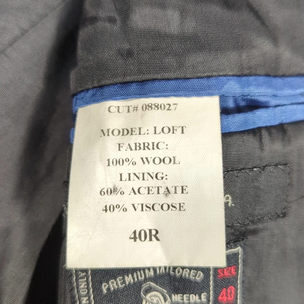 John Varvatos‎ USA Notch Lapel 2-Button Mens Blazer Navy Blue Size 40R